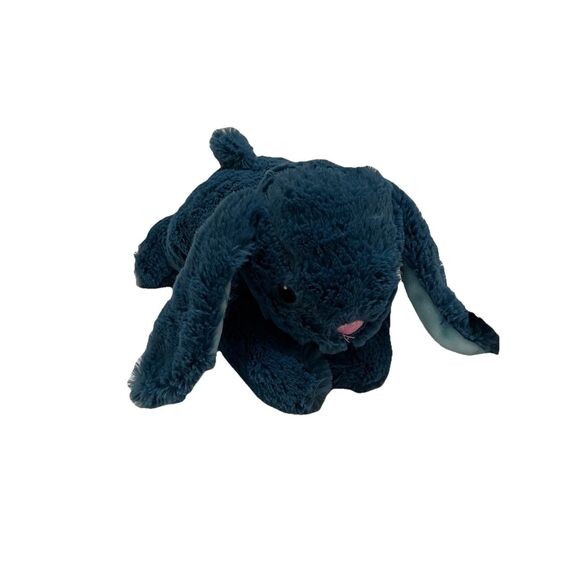 Walmart Blue Bunny Rabbit Plush Pink Nose Sewn Eyes Laying 10" Way To Celebrate - Picture 1 of 8